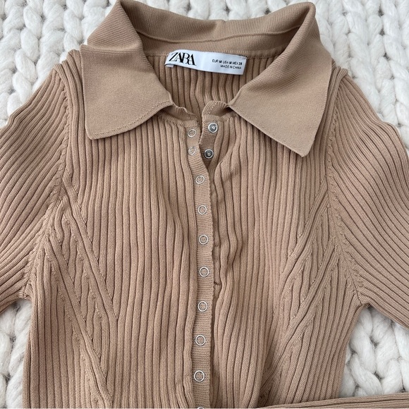 ZARA RIBBED KNIT COLLARED LONG SLEEVE SIZE MEDIUM - Picture 6 of 6